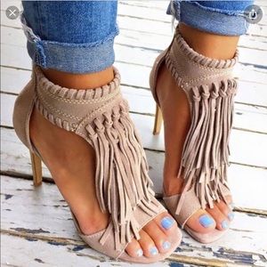 Chinese Laundry Suede Fringe Heels, 9